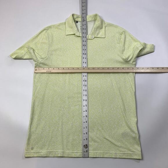 Adidas Polo Shirt Mens M Medium White Lime Abstract Geometry Pattern Golf - Picture 7 of 12